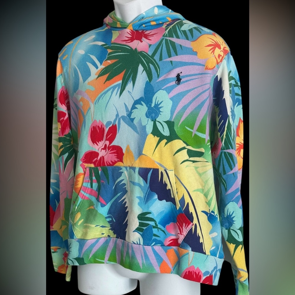 Polo Ralph Lauren Womens‎ Hoodie Pullover Sweatshirt Floral Tropical Sweater M